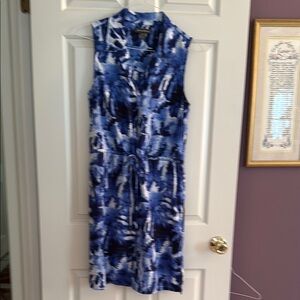 Tommy Bahama Blue and White Sleeveless Midi Dress